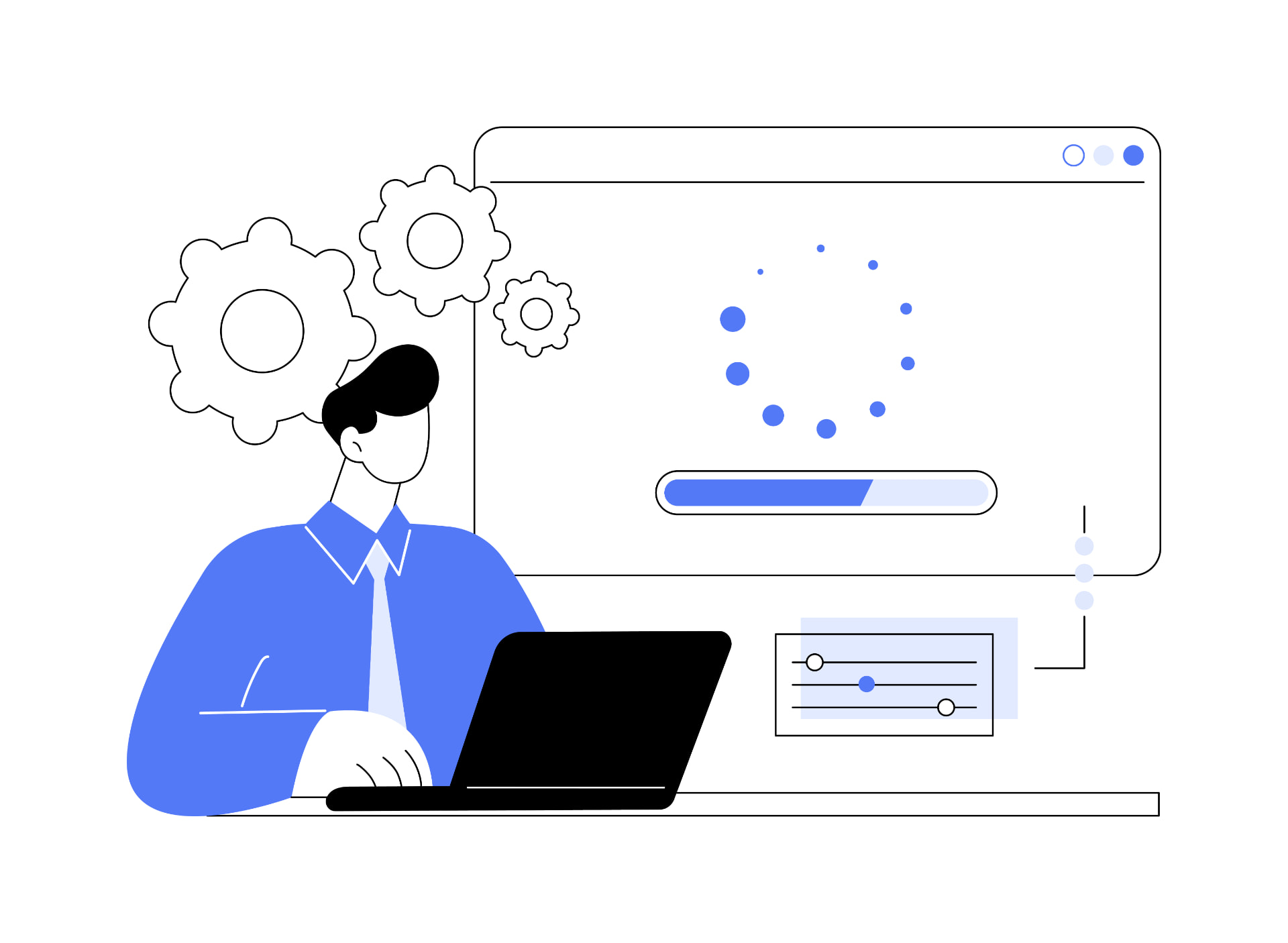 An automated workflow advancing through stages